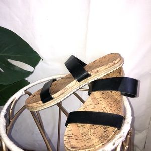 Black strap espadrille sandals